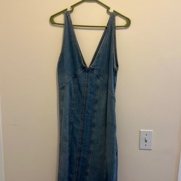 Zara denim double v-neck dress - Picture 2 of 6